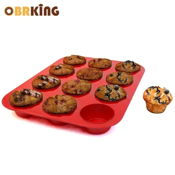 

OBRKING Silicone 12 Cup Mini Muffin Cupcake Maker Paste Fondant Mold Sugar craft Pastry Baking Tools Mold Tray Pan Kitchen