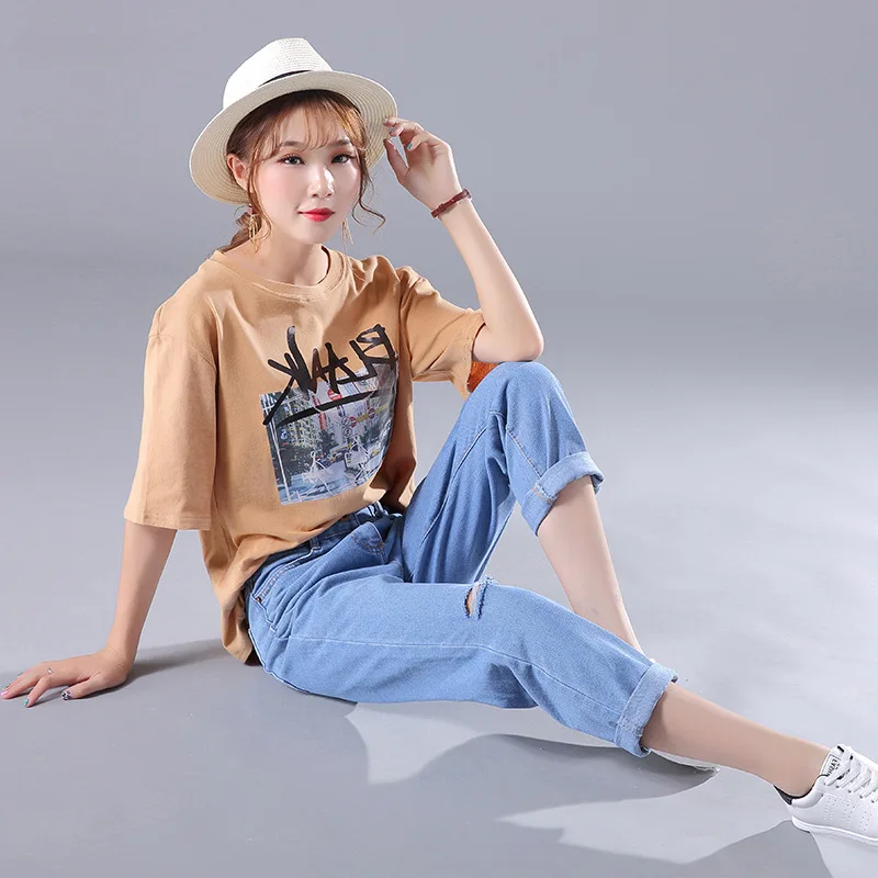 New Women Jean Cotton Spring Straight Denim Pants Jeans Harem BF Ankle Denim Jeans Casual Holes Blue Ripped Trousers Plus Size New Women Jean Cotton Spring Straight Denim Pants Jeans Harem BF Ankle Denim Jeans Casual Holes Blue Ripped Trousers Plus Size