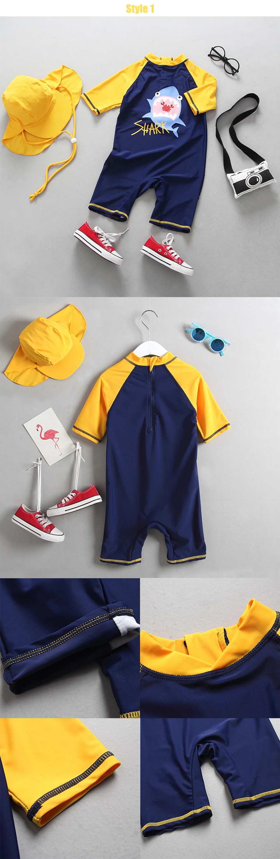 Roupa de Banho Peça com Chapéu Fatos de Banho do Bebê Terno de Natação Meninos Crianças Maiô Menino Dinossauro Impressão Upf50 uv Sun Block Uma 10 High Quality Mamãe e Bebê