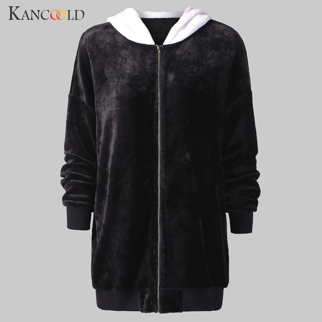 KANCOOLD пальто женские милые контрастные заячьи ушки с капюшоном пушистая верхняя одежда зимние теплые модные новые женские пальто и куртки 2019JUL22