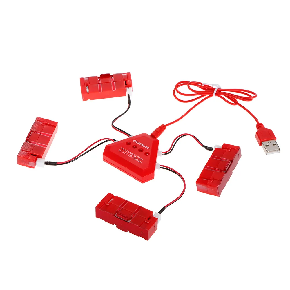 

4pcs 400mAh 3.7V 25C LiPo Battery with 4 in 1 U4 USB Charger for T37 Mini JJRC H37 Mini Drone RC Quadcopter Dron