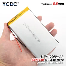 1/2/4 pièces batterie rechargeable lipo cellule 3.7 V 8873130 10000 mah tablette lithium polymère batterie pour tablette DVD GPS jouets électriques