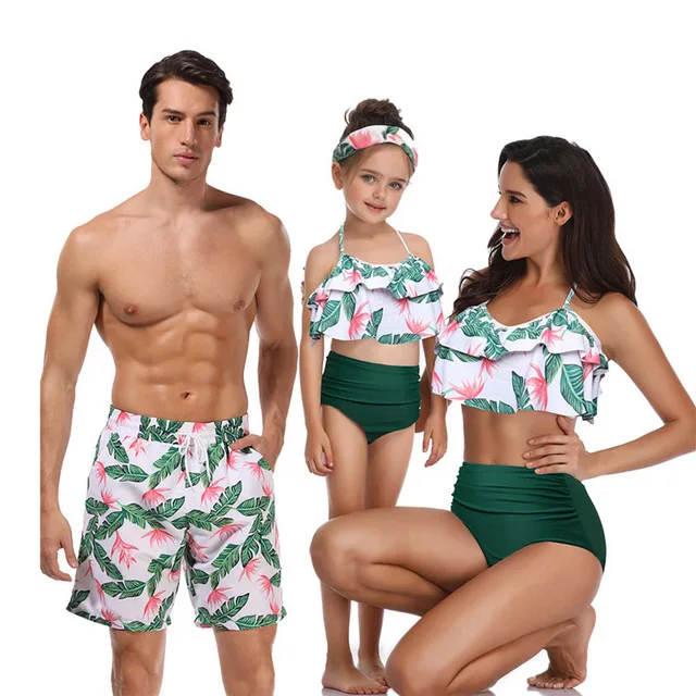 Loozykit/одинаковые купальники для всей семьи; пляжная одежда; купальник для мамы и папы; одежда для мамы и дочки; приталенные платья