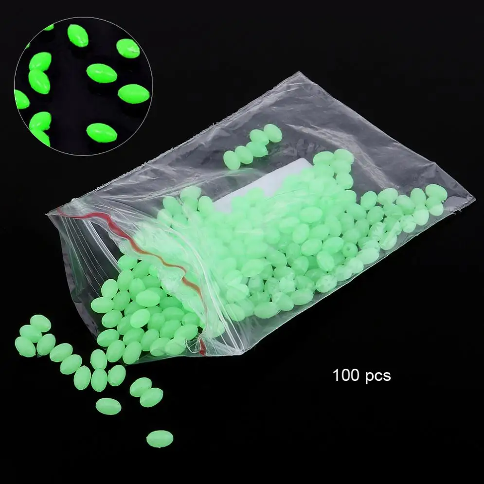 

100pcs/lot 5 x 8mm Oval Soft Luminous Fishing Beads Sea Fishing Lure Floating Float Tackles