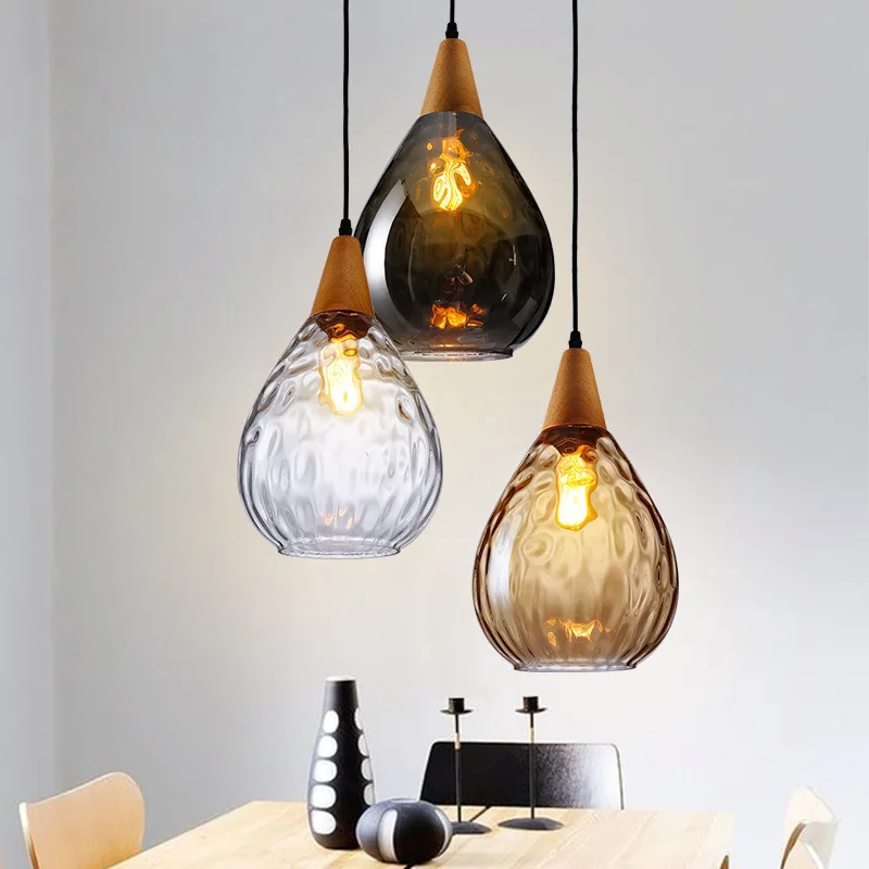

Creative Water mark Glass Chandelier Retro Restaurant Chandelier Modern Simple Personality Bar counter Coffee shop Lamps
