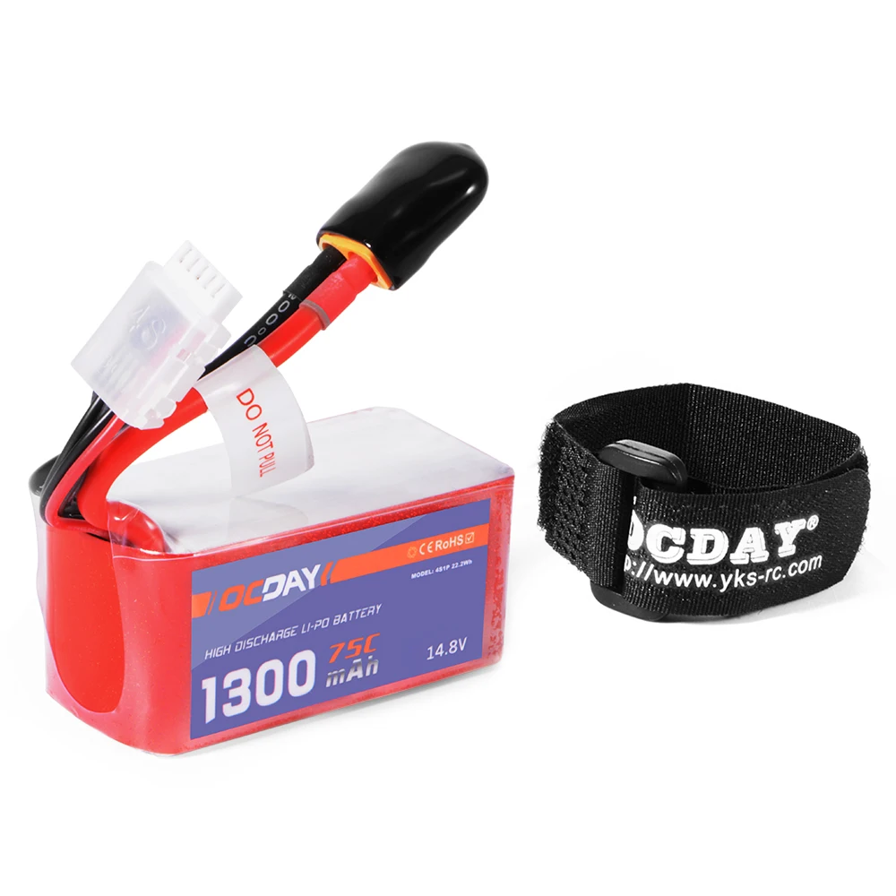 

OCDAY 14.8V 1300mAh 4S 75C LiPo Battery XT60 for 150-280 Racing Quadcopter RC352