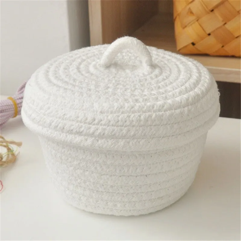Storage Baskets Cotton Thread Handmade Knitting Portable Cloth Basket LJ 