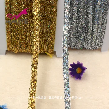 

30Yards 10mm DIY Gold Silver Sequin Ribbon Trim Fabric For Latin Dance Dress Costume Decoration Sewing Paillette Laser Lace