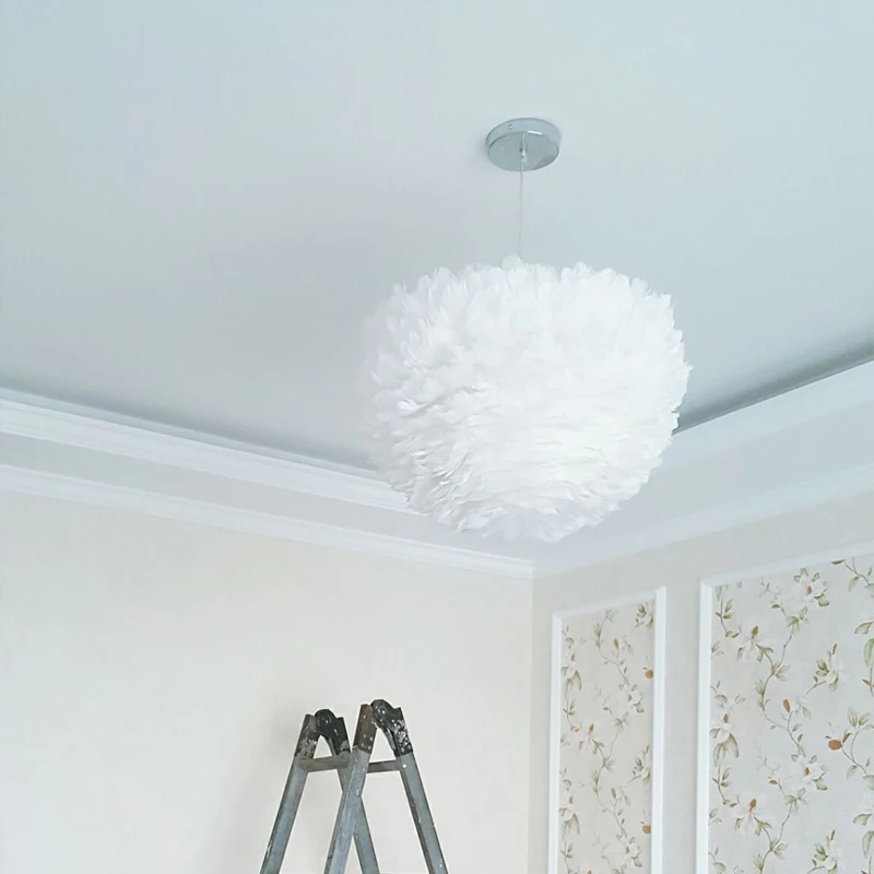 Декоративный современный белый цветок Плюм перо подвесной светильник светодиодный дизайнерский фойе живой обеденный подвесной светильник перо подвесной светильник