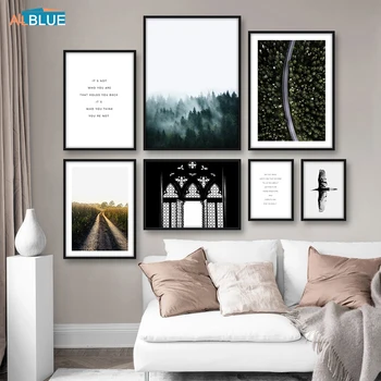 

Nordic Style Forest Posters and Prints Landscapes Canvas Paintings For Living Room Wall Modern Decorative Pictures Decor Quote