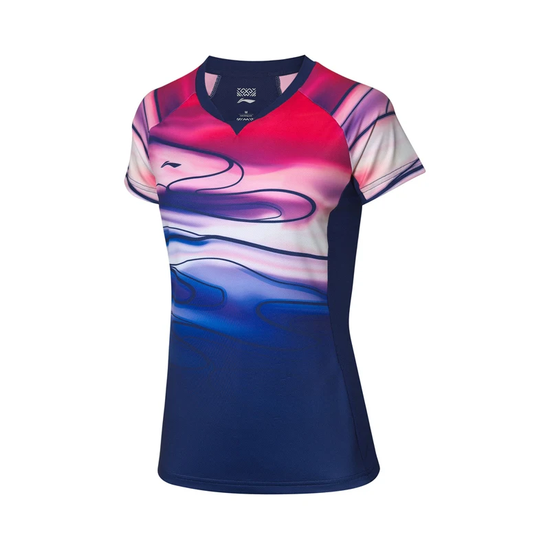 Женская футболка для бадминтона Li Ning топ соревнований полиэстер спандекс на