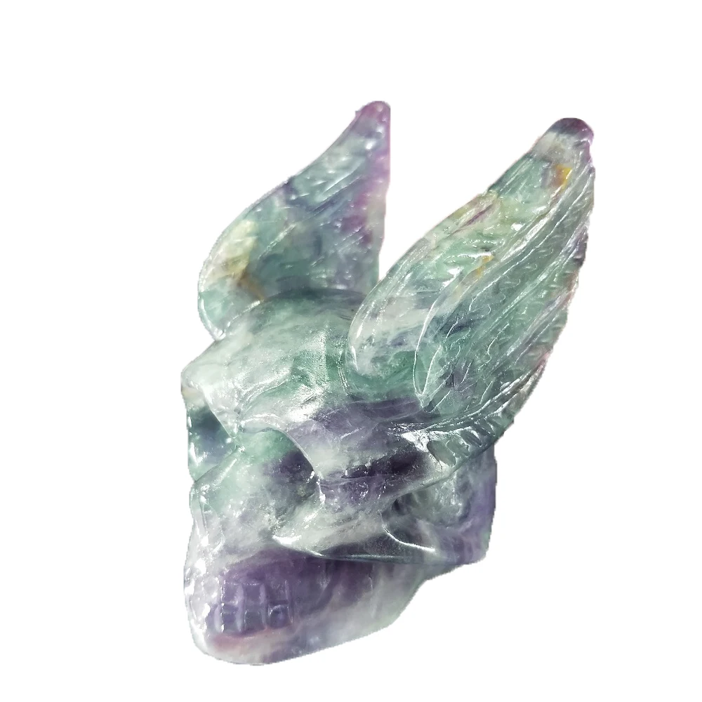 

Natural Crystal Skull Fluorite Demon Angel Wing Quartz Jade Stones Reiki Minerals Specimens Healing Decoration