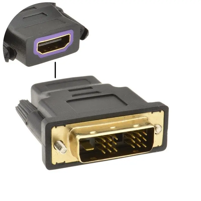 

HDMI Socket to a 18+1 DVI-D Male Plug Converter Adapter Gold
