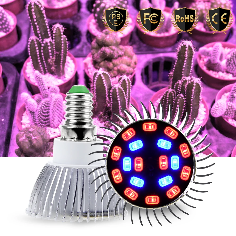 

Full Spectrum LED Grow Light E27 Plant Grow LED Tent Bulb 220V E14 Greenhouse Lamp 20W hydroponic systems LED Phyto Growing Lamp