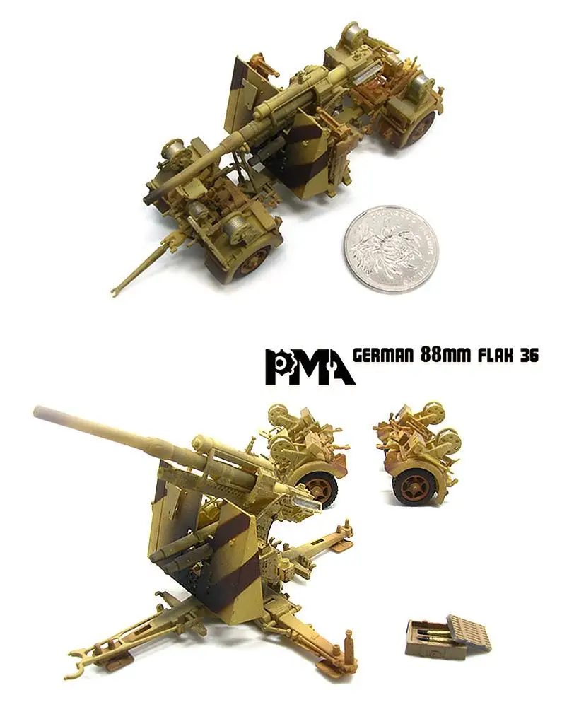 PMA WWII German FLAK37 88 мм пистолет с зажимом 1/72 готовое игрушечное оружие