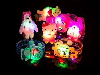 

Flash LED Lighting Children Kids Bracelet Wrist Band Birthday Gift Party Decoration Cartoon Flash Luminous 100PCS