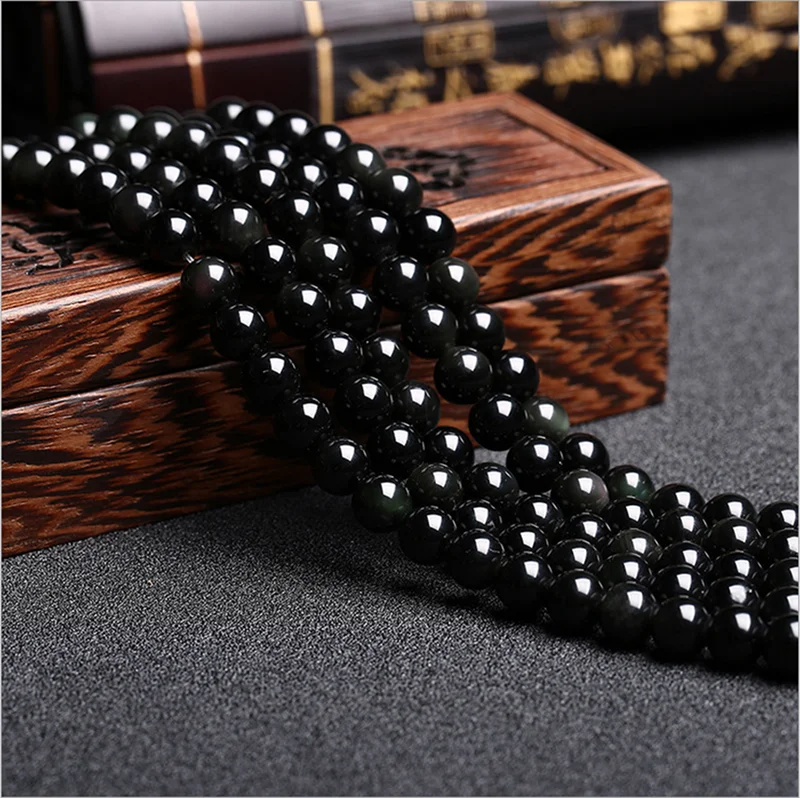 

6 8 10mm 15'' AAA+ Natural Obsidian Beads Beads Loose Round Spacer Bead DIY Bracelet&Necklace For Jewelry Making
