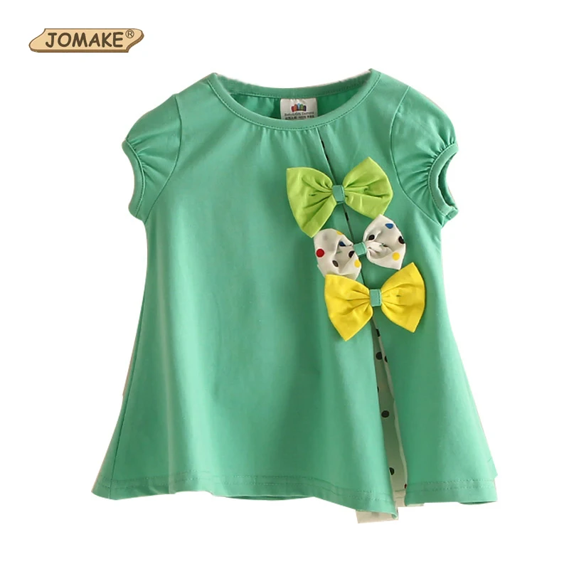 

Polka Dot Bow Baby Girl T-shirt Candy Color Princess Tops Kids T-shirts For Girls Clothes Toddler Girl Clothing Children Costume