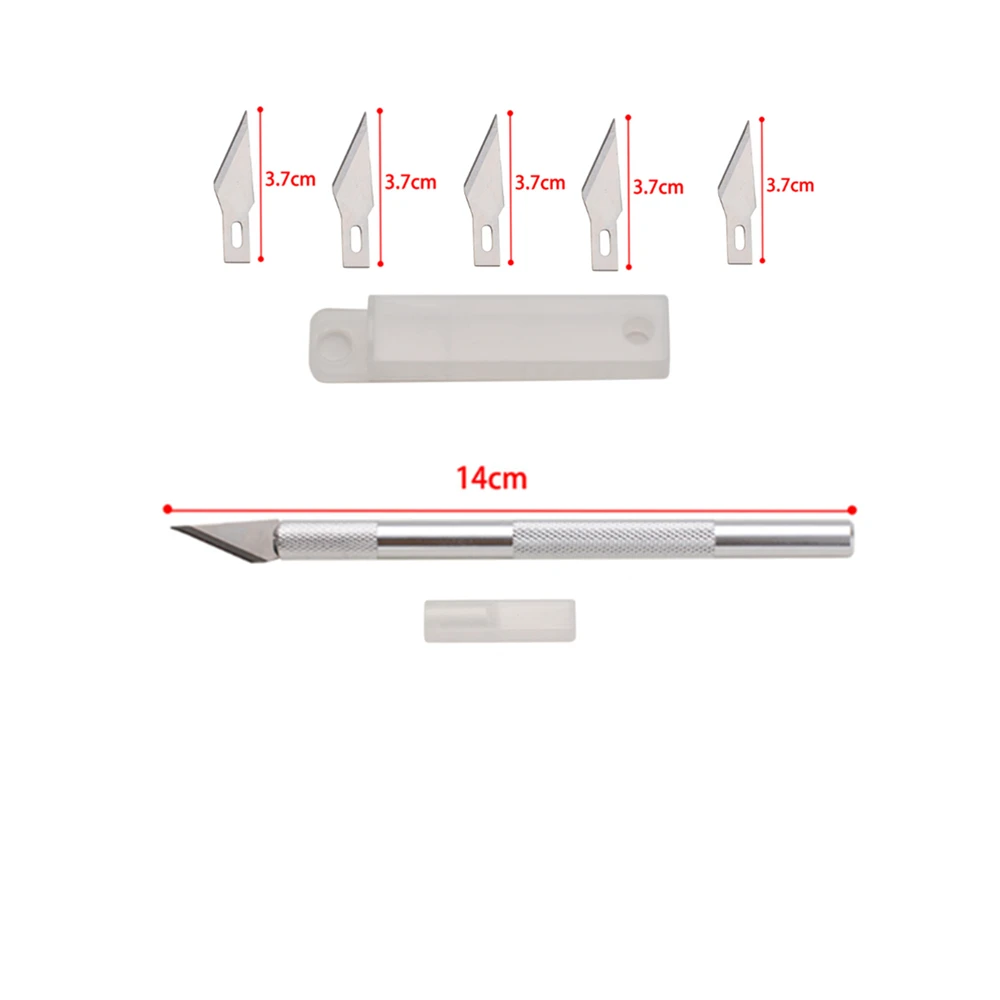 Нескользящий металлический нож для скальпеля набор инструментов Резак гравировальные ремесленные ножи+ 5 шт. лезвия для мобильного телефона PCB DIY ремонт ручных инструментов