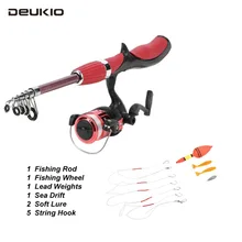 DEUKIO, катушка для подледной удочки, комбинированная спиннинговая катушка, приманка, крючок, удилище, свинцовое, комбинированное, телескопический, Рыболовный набор, рыболовные принадлежности