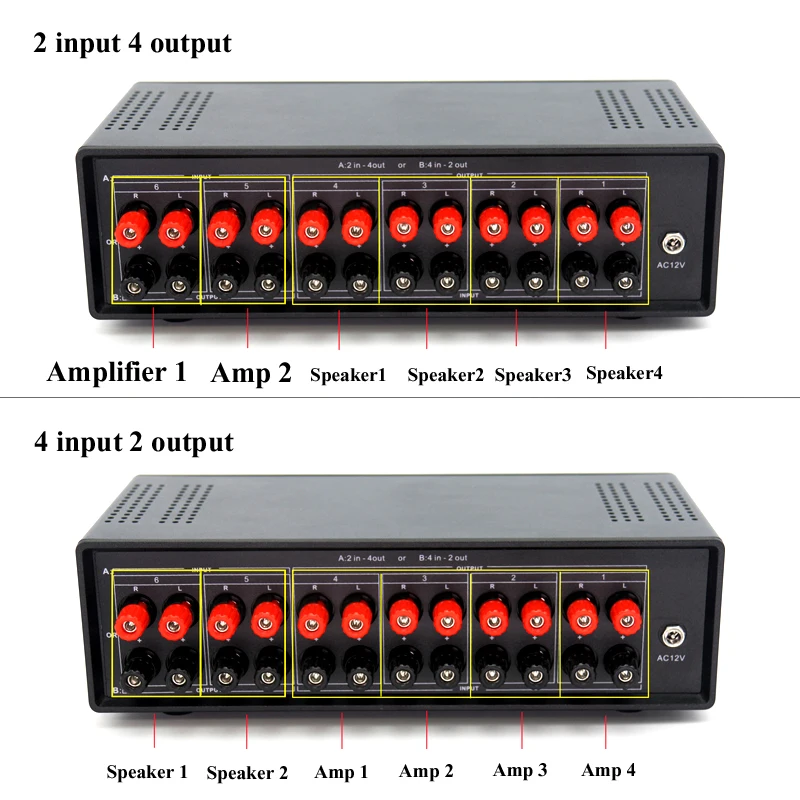 Lusya 4 Input 2 Output/2 Input 4 Output Lossless Audio Signal Switcher Switch Splitter Selector With Remote Control T0592