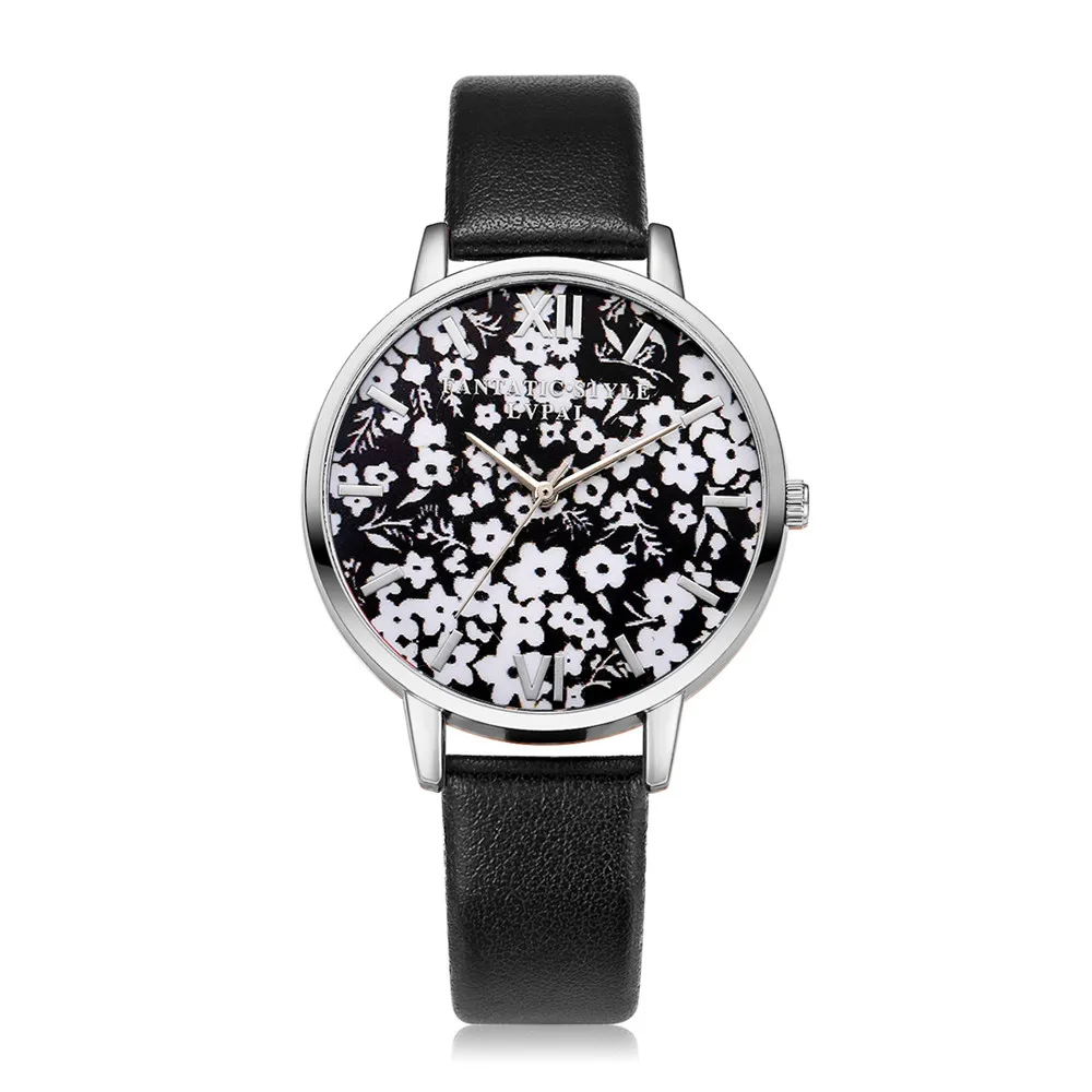 

High Quality Women's Watches Delicate Red Rose Disc Ladies Quartz Wristwatc Leather Strap Clock Dress Gift Zegarki Damskie@50