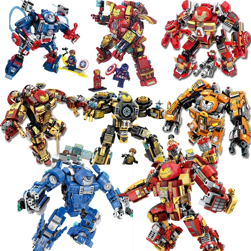 

Super Heroes Avenger Iron Man Armor Warrior Building Blocks Compatible Legoe Enlighten Brinquedos Toys For Children Friends gift