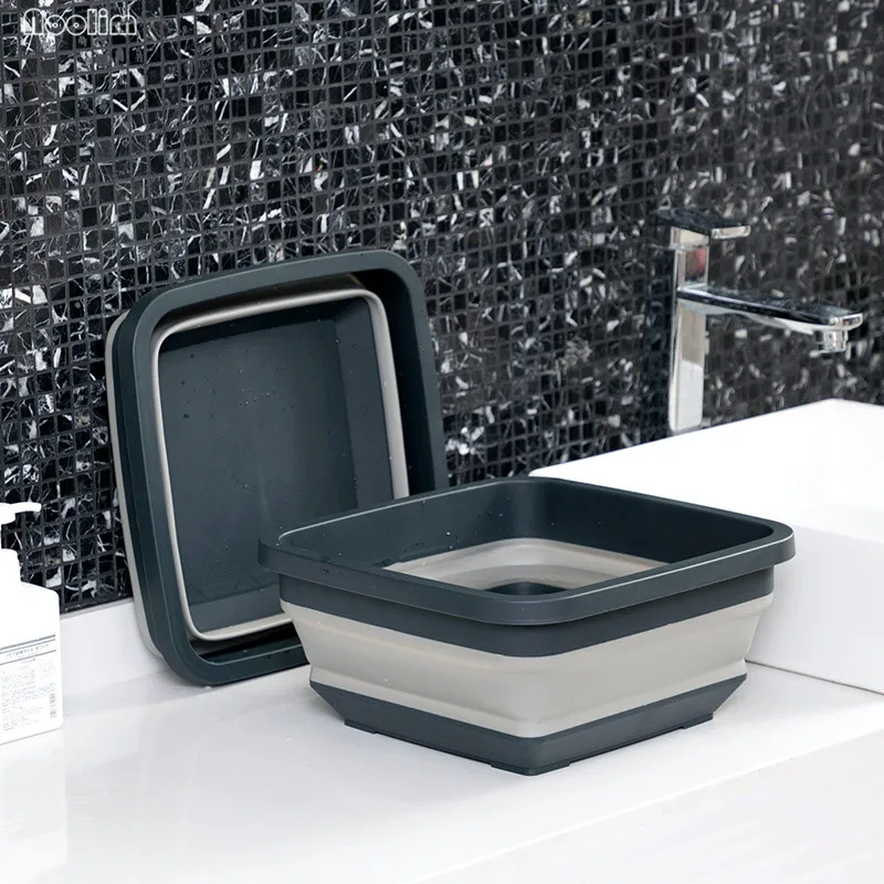 

Portable Baby Folding Washbasin Household Plastic Laundry Basket Travel Small Wash Basin Kitchen Vegetable Fruit Drain Basket
