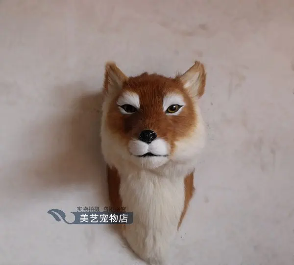 simulation cute fox head 20x48x40cm toy model polyethylene&furs fox model home decoration props ,model gift d163