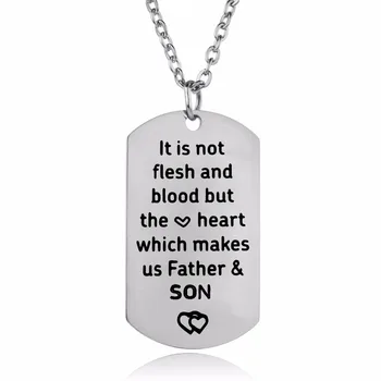 

12PC/Lot It Is Not Flesh And Blood But The Heart Which Makes Us Father&Son Stainless Steel Pendant Necklace For Family Dad Gifts