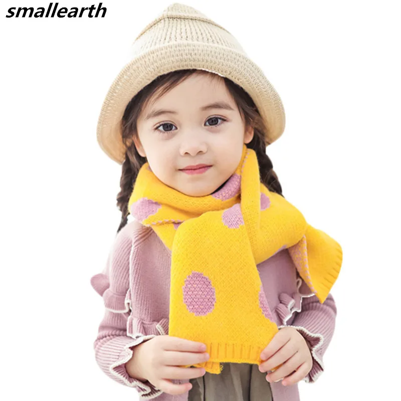 Children Winter Warm Knitted Scarf for Girls Boys Autumn Cute Dot Knitted Scarf Shawl Kids Soft