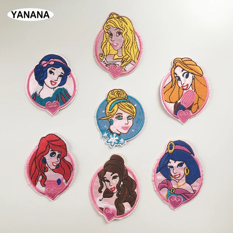 

Lovely and Beautiful princess Head portrait Badge Iron on stickers Patches for Clothes Hat DIY Individual clothing stickers