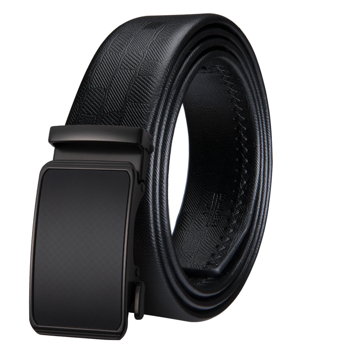 Hi Tie Luxury Brand Mens Belt Classic Black Solid Leather Belts for Men