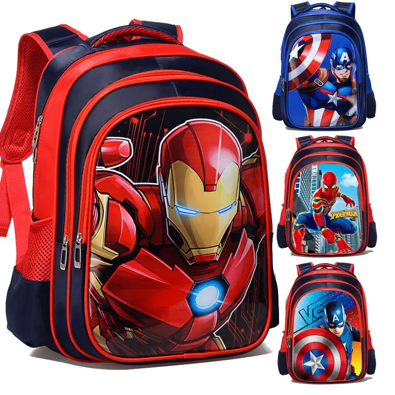 

3D Cartoon Iron Man Spiderman Captain America Boy Girl Children Kindergarten School bag Teenager Schoolbags Student Backpacks