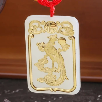 

Natural HeTian Yu 100% Phoenix Lucky Amulet Pendant Necklace Certificate Fine Jewelry /