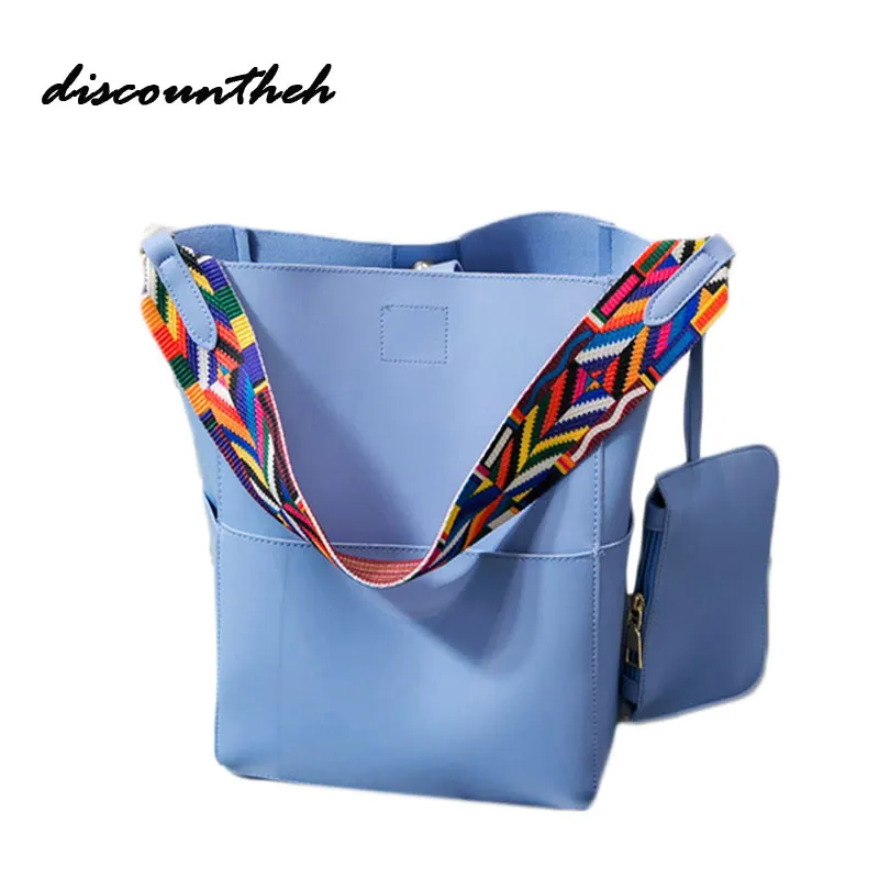 Brand Designer Bucket Bag Women Leather Wide Strap Shoulder Bag Handbag Large Capacity Crossbody ...