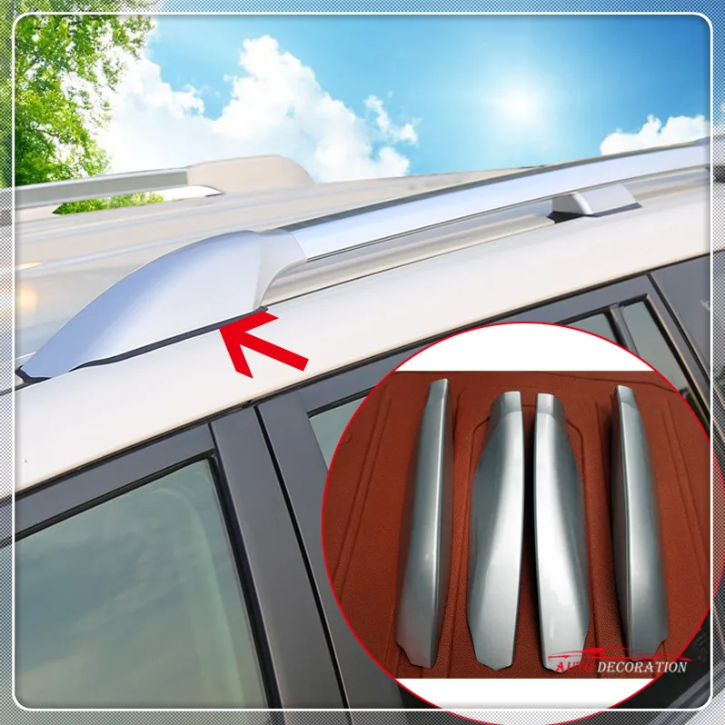 For Toyota Prado Fj150 J150 2010-2018 Silver Roof Rack Side Rails Bar Cap Parts Car styling Exterior Accessories Cover For Toyota Prado Fj150 J150 2010-2018 Silver Roof Rack Side Rails Bar Cap Parts Car styling Exterior Accessories Cover
