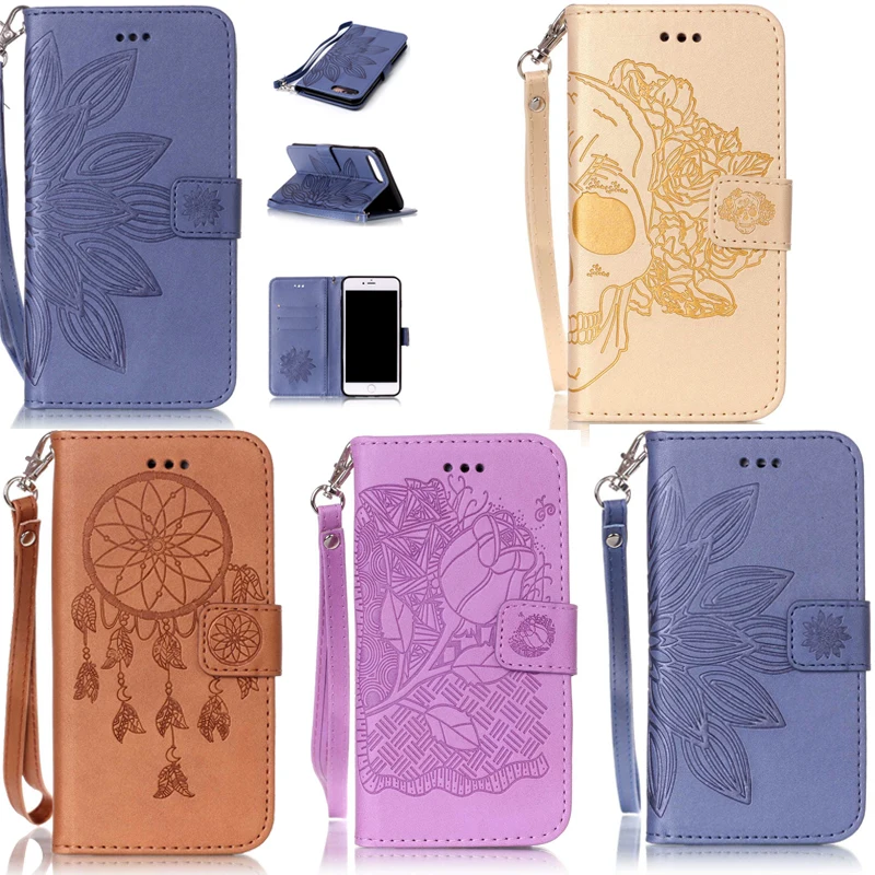

Leather Dream Catcher Embossing Flip Wallet Soft Phone Silicone Cover Shell Coque Funda for iPhone 5 5S SE 6 6G 6S 7 8 Plus Case