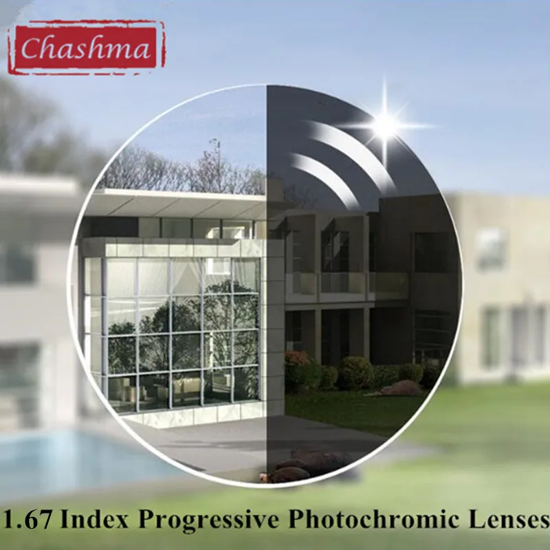 Фотохромные линзы Chashma фирменные ультратонкие с оптическим переходом 1 67|progressive
