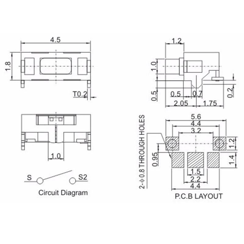 10 шт./лот 2x4 2*4*3,5 мм микро SMD Такт переключатель боковой кнопки переключатель телефонная кнопка