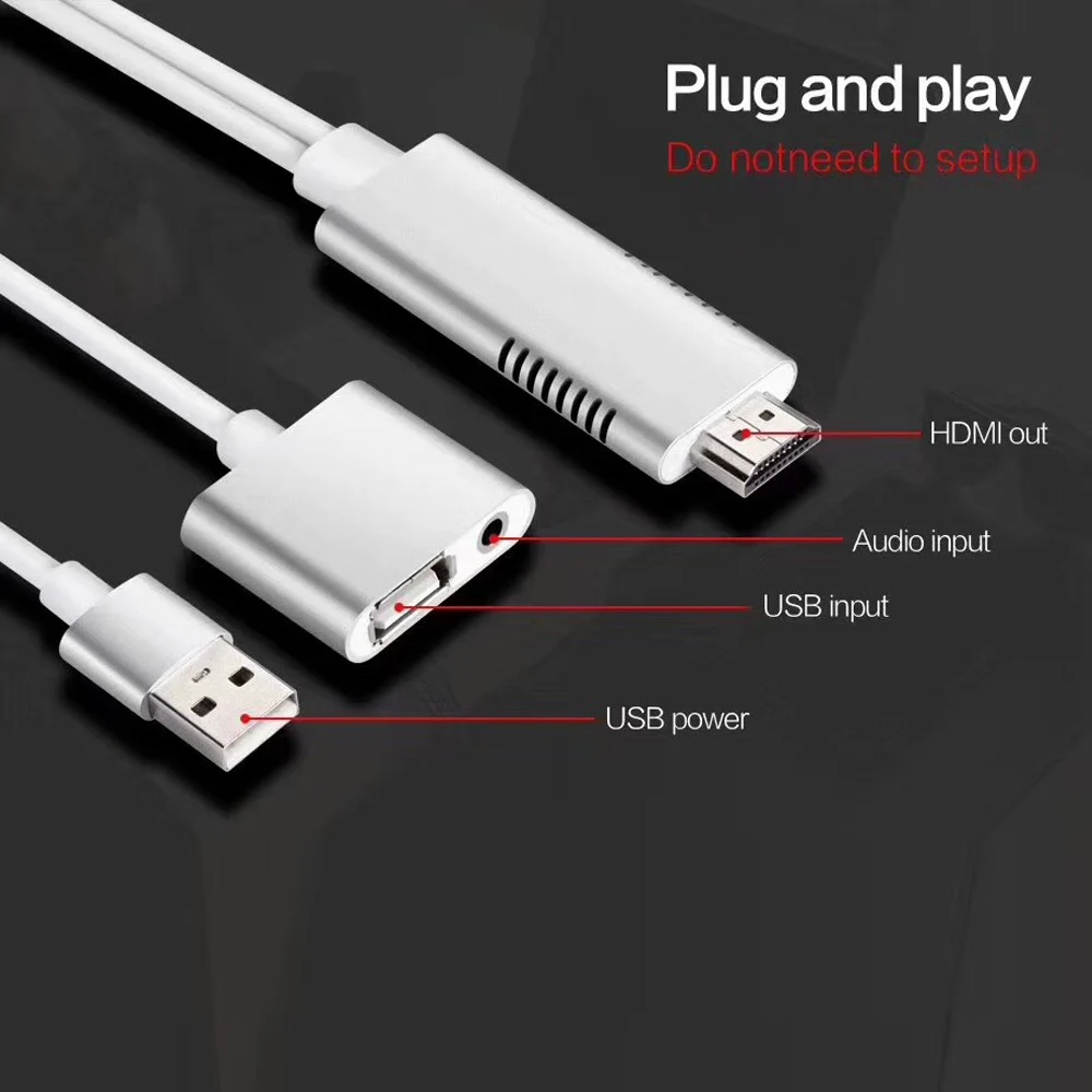 ТВ-адаптер S9 с HDMI на USB AUX Кабель-адаптер для телефона планшета телевизора AV HD 1080P