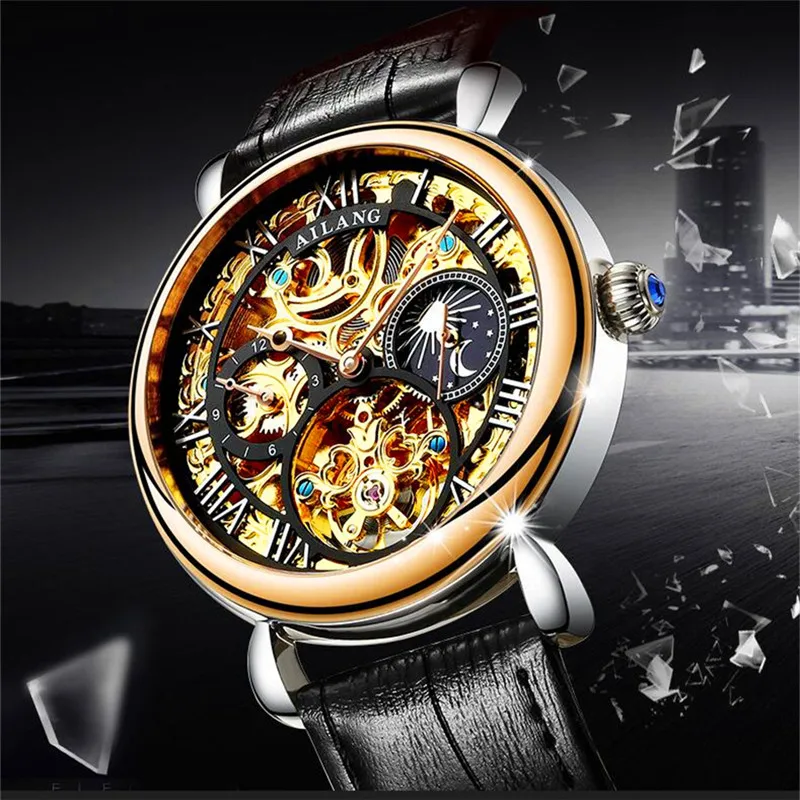 

Switzerland AILANG Tourbillon Men's Watches Luxury Brand Automatic Mechanical Men Watch Sapphire Hollow Clock Male reloj hombre