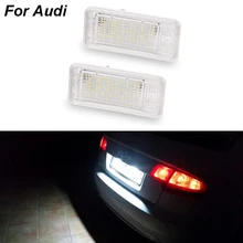 1 пара/2 шт. Автомобильный светодиодный светильник для номерного знака Белого цвета 6000 К 3 Вт 18 SMD Светодиодная лампа номерной знак для Audi A4 A6 C6 A3 B6 B7 S6 A8 Q7