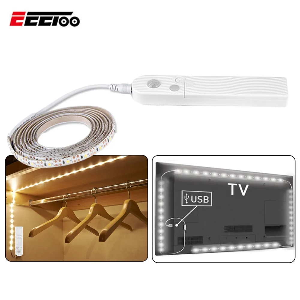 

Wireless Motion PIR Sensor Lamp LED Strip Light Waterproof Battery Powered USB Led Lights for Home Closet Kitchen TV Decoration