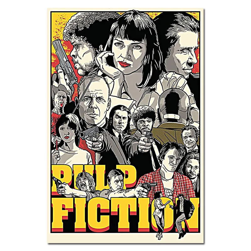 Картина из шелковой ткани Kill Bill Pulp нимационный плакат с изображением собак 13x20 24x36