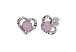 Сердце Серебряные серьги 100% гарантированы Solid 925 серебро Серьги-гвоздики с розовым опалом 5 пар/лот yh41033