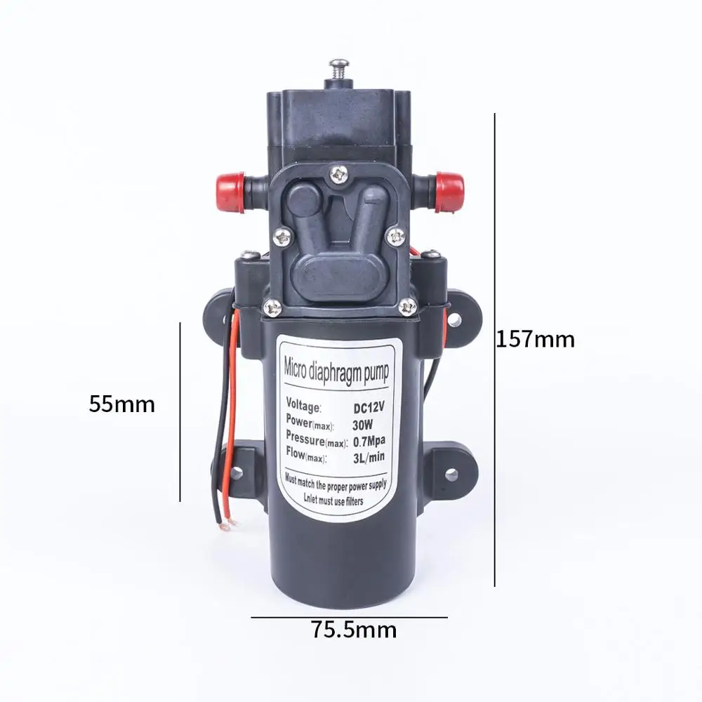 DC 12 В 30 Вт 130PSI 3л/мин Электрический мембранный насос Самовсасывающий усилитель домашний сад контроль возврата автомойка