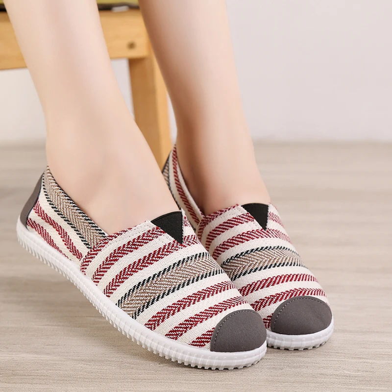 

Women Flat Shoes 2018 Fashion Gingham Casual Shoes Loafers Woman Fashion Breathable Soft Women Sneakers All Seasons