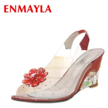 ENMAYER Peep Toe Summer Sandals Wedges Shoes Woman High Heels Slingbacks Shoes Plus Size 33-43 Italian Shoes with Matching Bags ENMAYER Peep Toe Summer Sandals Wedges Shoes Woman High Heels Slingbacks Shoes Plus Size 33-43 Italian Shoes with Matching Bags