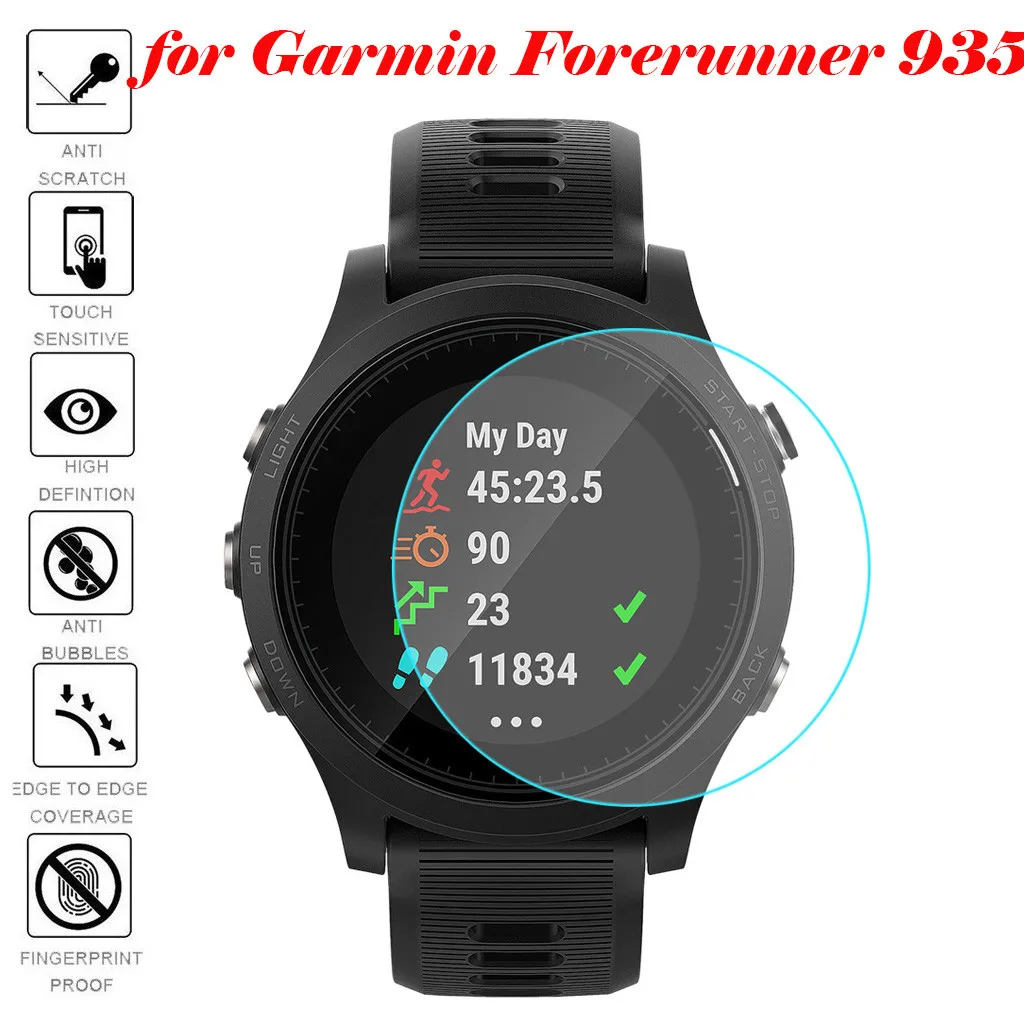 

1/2 Film Tempered Glass Screen Protector for Garmin Forerunner 935 Watch Replacement Wristband Strap Smart Watch Accessories